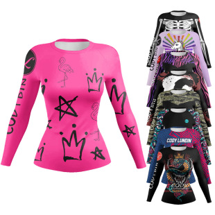 Autumn and Winter new women's fitness clothes slim-fit long-sleeved sports tight casual clothes digital printing factory direct sales
