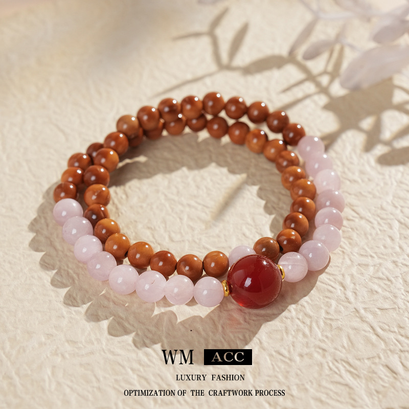 Pulsera de granate de ojo de tigre de cristal natural, nueva pulsera de todo fósforo de estilo nacional de estilo chino, joyería de novia de alta gama de lujo ligero
