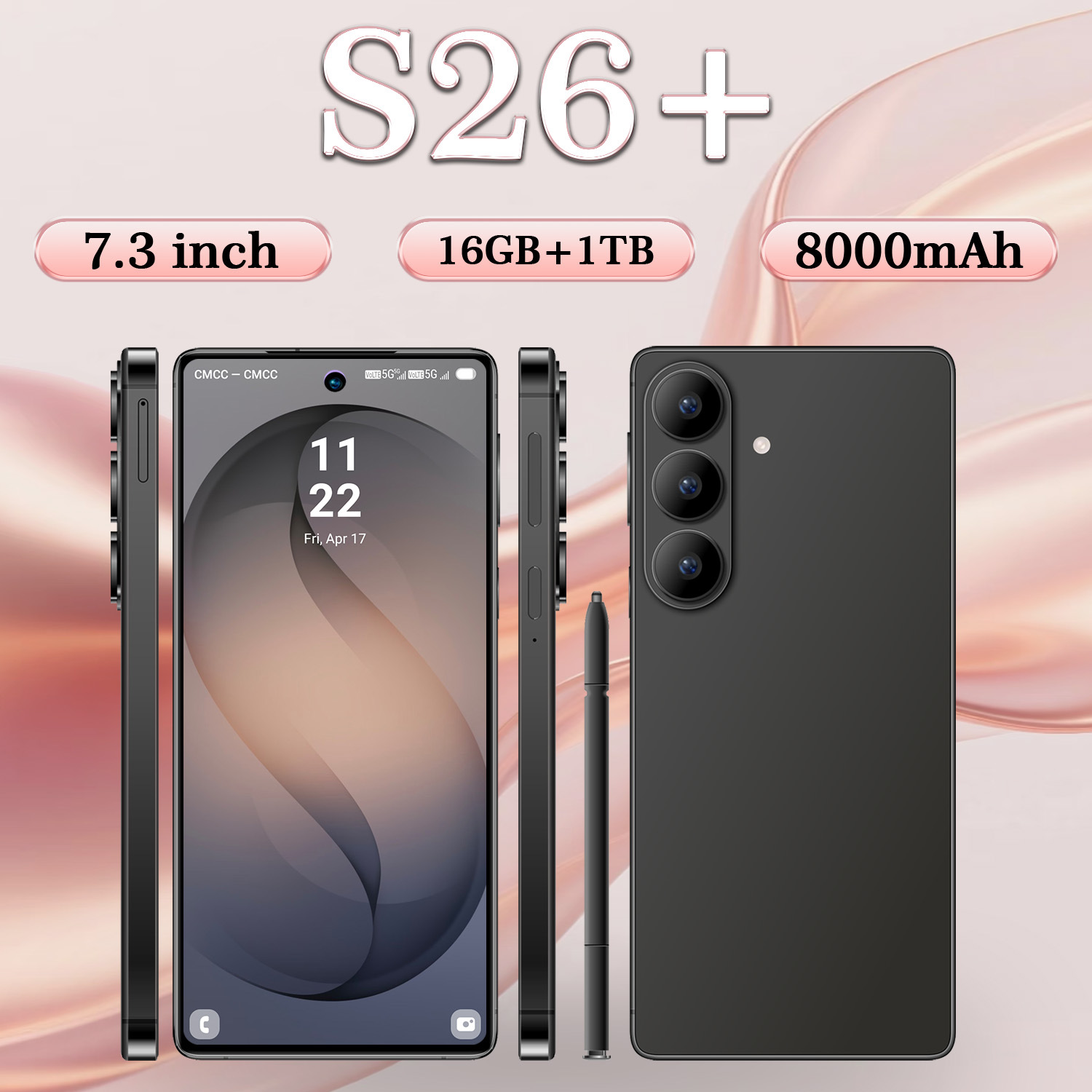 Cross-border Hot-selling S26+ Android 7.3-inch 16+1t Smartphone,...