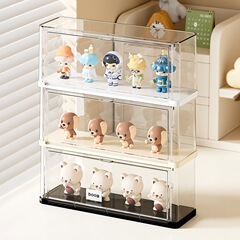 可叠加盲盒收纳盒手办展示盒防尘PET塑料盒展示架娃娃公仔展示盒