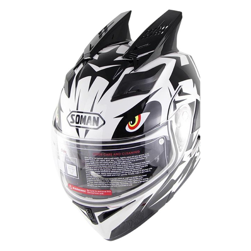 Casco de carreras de motos casco completo casco corriendo cuerno Cuerno Casco modificación accesorios personalidad de la moda característica de cuerno