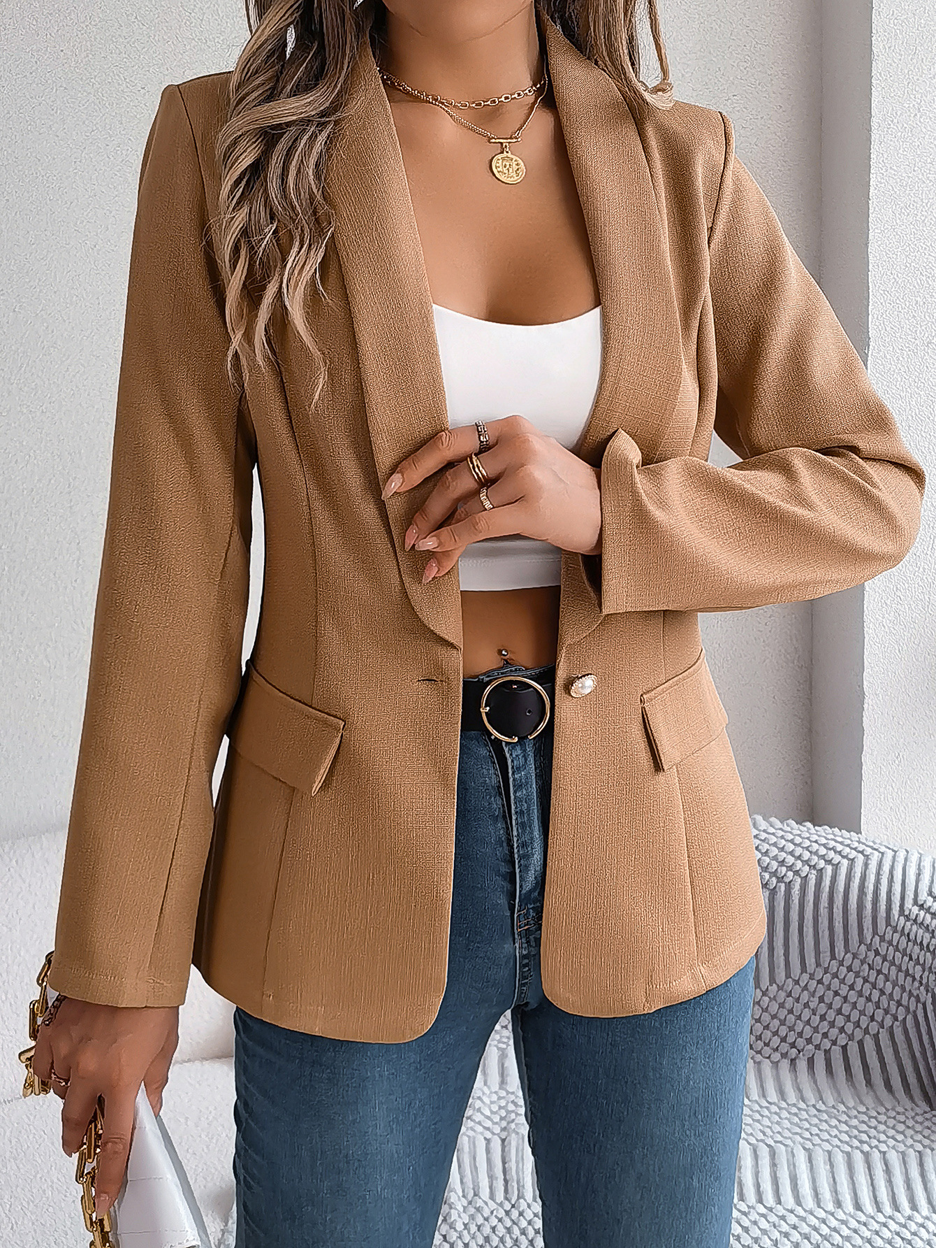 Mujeres Abrigo Manga Larga Chaquetas Estilo Clásico Ropa De Calle Color Sólido display picture 18