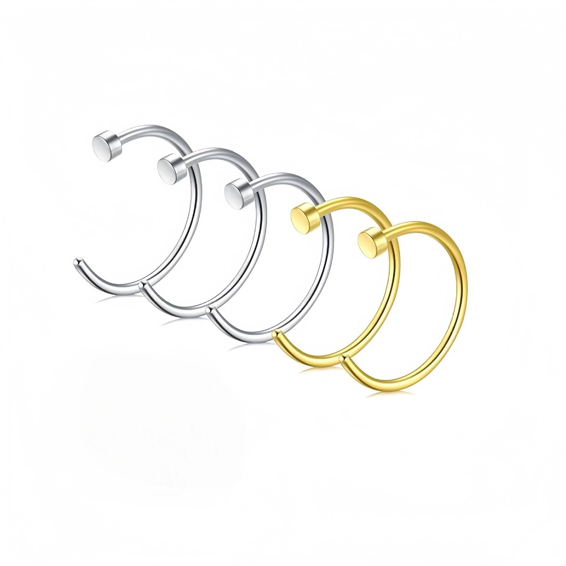Metal earrings, lip piercing, nose piercing, invisible accessory