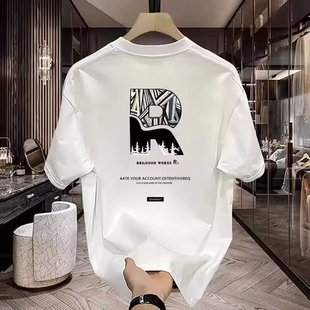 Heavy Weight Cotton Short-Sleeved T-Shirt Casual Trendy Men's and Women's Summer Ins White Matching Round Neck Top Trendy Versatile Men's Half-Sleeve