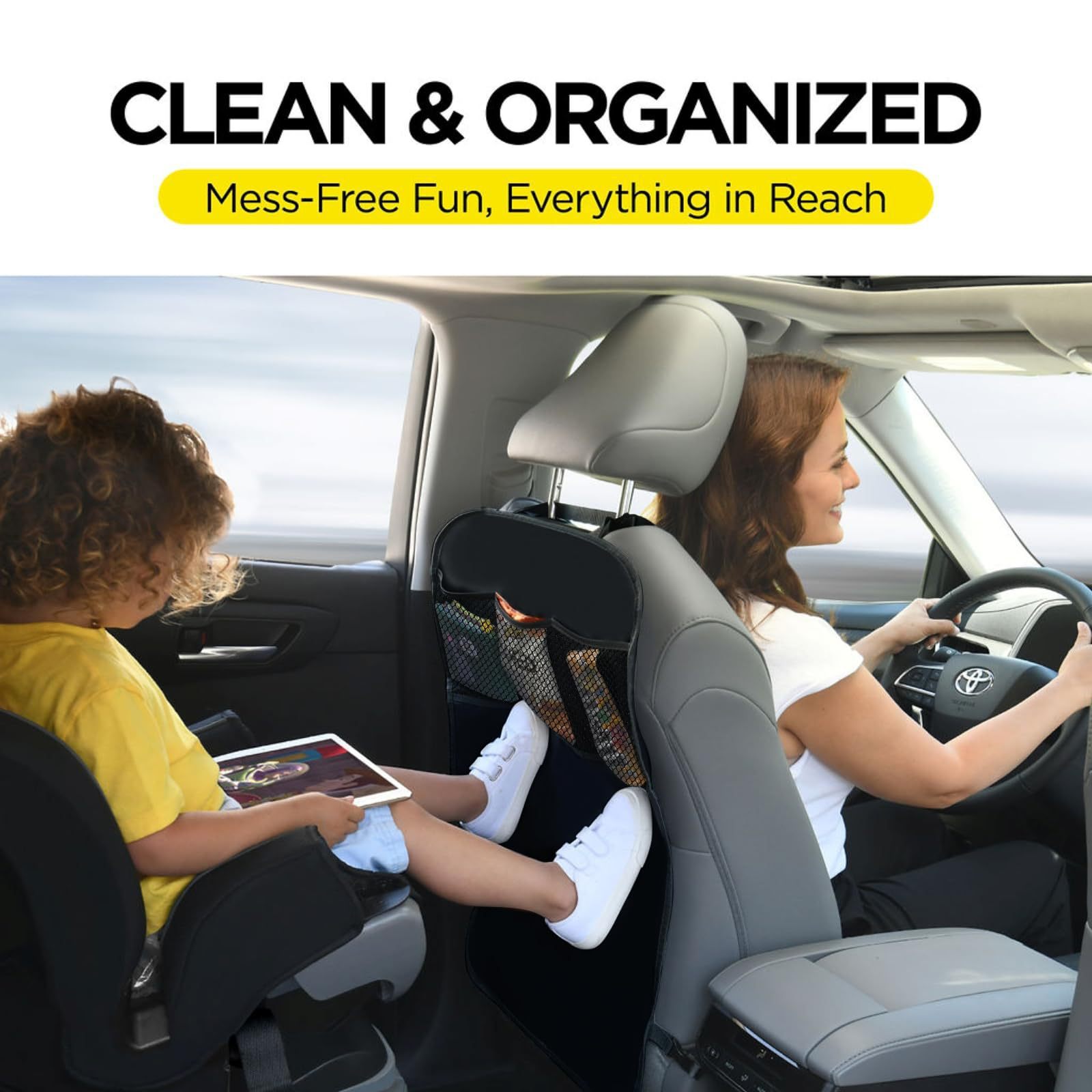 Car Backseat Storage Bag, Car Seat Back Anti-Kick Mat for Children, Car Seat Anti-Dirt Protective Mat