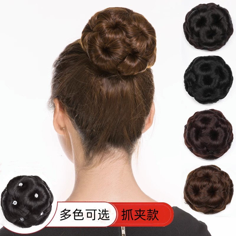 Hair Bun Wig for Women, Claw Clip Style, Nine-Flower Bun Wig, Bun Hairstyle for Girls, Curly Hair