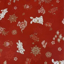 厂家直销新款梭织色织提花红色节日背景圣诞老人新年龙年兔子布料