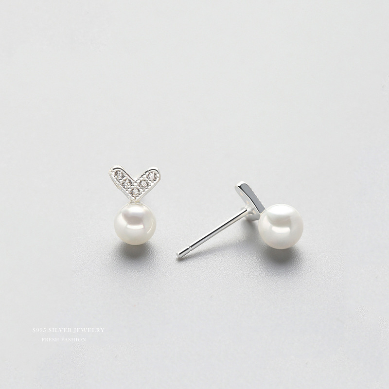 Perlen Herz Ohrstecker Für Damen Elegante Silberschmuckstücke_voghion.com
