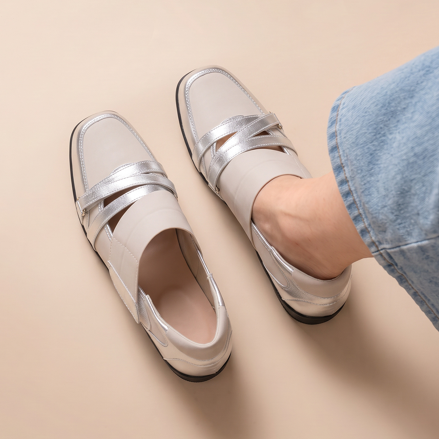 Velcro loafers women’s shoes small leather shoes new casual training shoes sports shoes flat soft sole single shoe