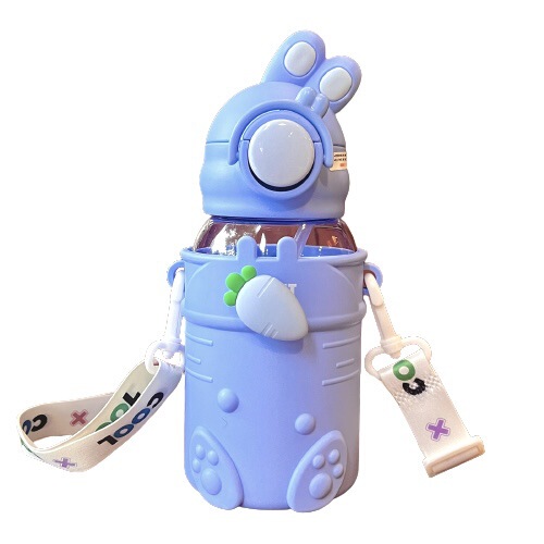 かわいい斜め頭うさぎプラスチックカップ子供用カップ携帯用水筒高品質耐熱夏用バウンスカップ|undefined