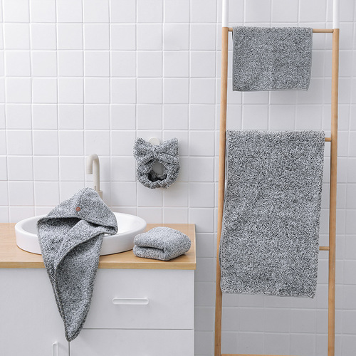 Non-shedding large towel bamboo charcoal fiber water-absorbent household adult bath towel thickened towel drying hair cap wholesale