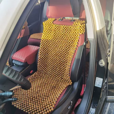 Seat Cushion for Car, Cool pad - olive-wood-shawl-style-single-seat-three-color-wooden-beads