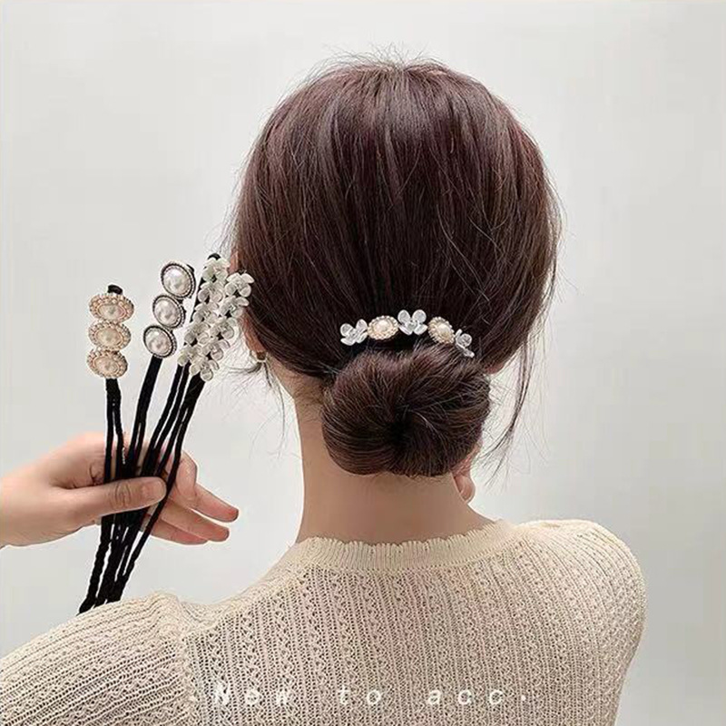 INS elegante dama rizador de pelo cabeza de bola de flores Perla perezoso francés Internet celebridad lazo de pelo cuerda de pelo anillo de pelo