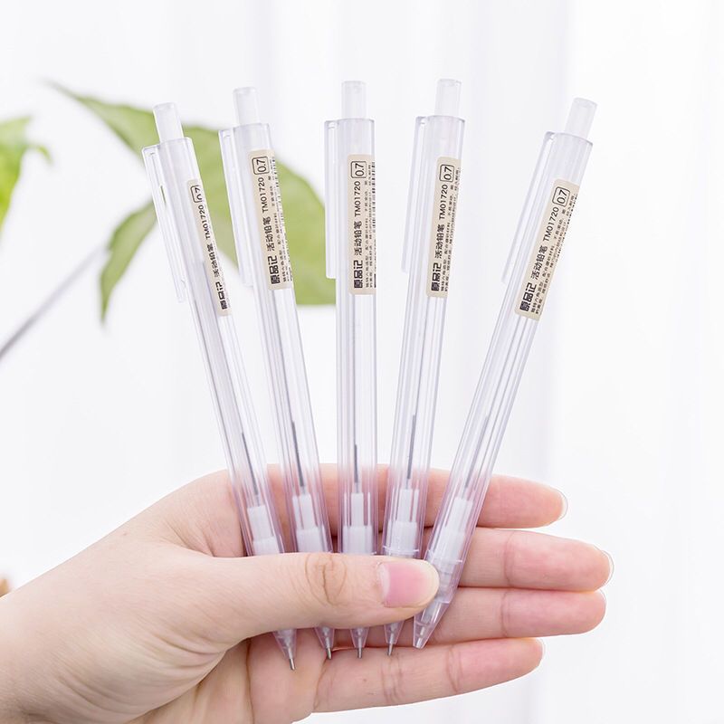 Tianzhuo 01720 Simple Unprinted Style Automatic Pencil Transparent Pen Holder Pencil Core 0.5mm Frosted Hexagonal Press