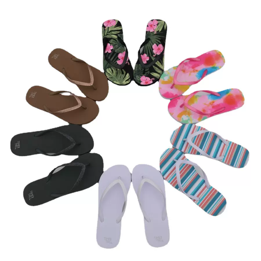 2025年沃尔玛虹条纹点点休闲情侣款男女防滑人字拖鞋轻便舒适