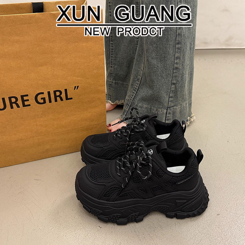 真皮厚底增高老爹鞋女2025新款秋季网面透气运动休闲鞋轻便跑步鞋|undefined