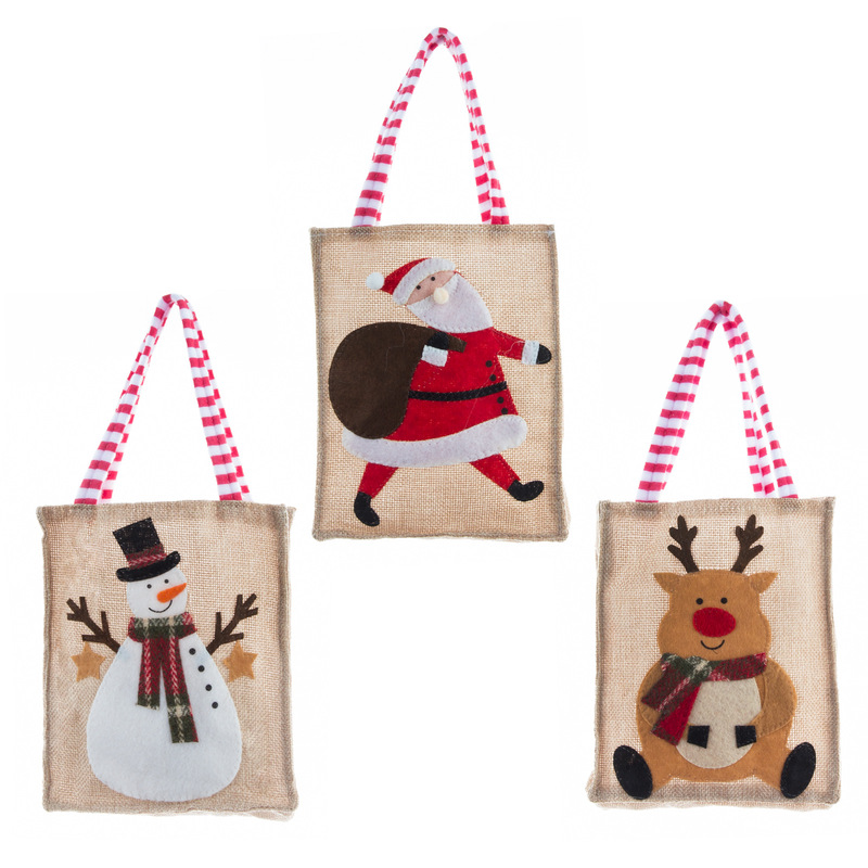 新しいクリスマス装飾品小さなギフトバッグ平安夜リンゴ袋キャンディー袋麻布クリスマス手提げプレゼント袋|undefined