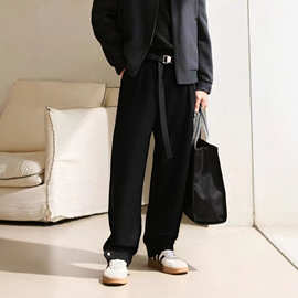 自带腰带束脚高级感休闲裤男垂感春秋新款宽松时尚休闲裤子男款潮