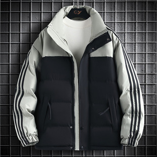 Customized Logo Cotton Outwear Winter Stand-Up Collar Cotton Outwear Men's Thickeneded down Cotton Jacket Men's Color Block Bread Outwear m
