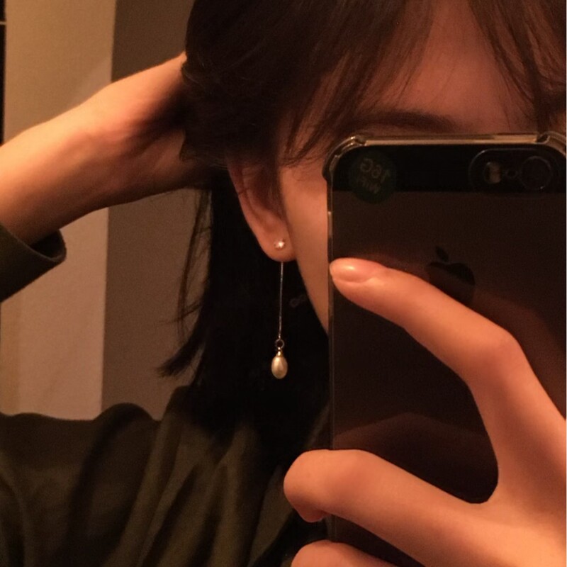 韩系ins风简约长款锆石天然淡水珍珠耳钉S925银流苏百搭温婉耳饰|undefined