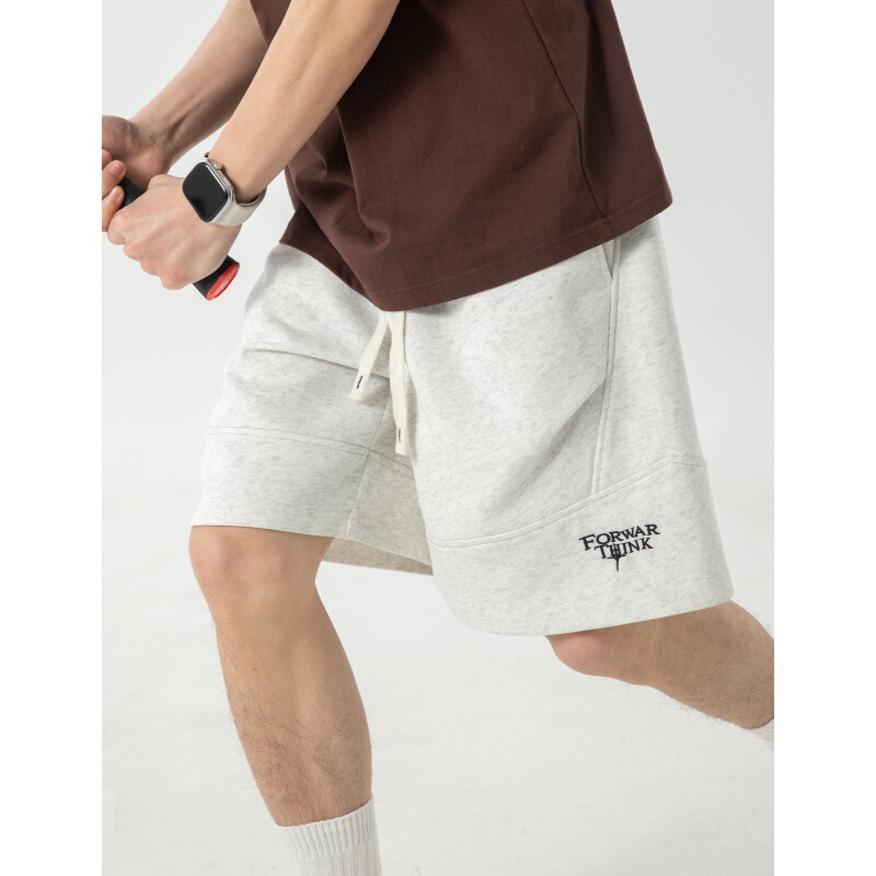 Split Pleated Casual Shorts, New Summer Style, Retro Texture, Loose Letter Embroidery Sports Shorts