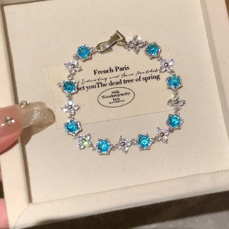 Pulseras de zircon azul marino frescas y lujosas pulseras de alta sensación 2026 nuevas joyas de moda de verano versátiles image 16