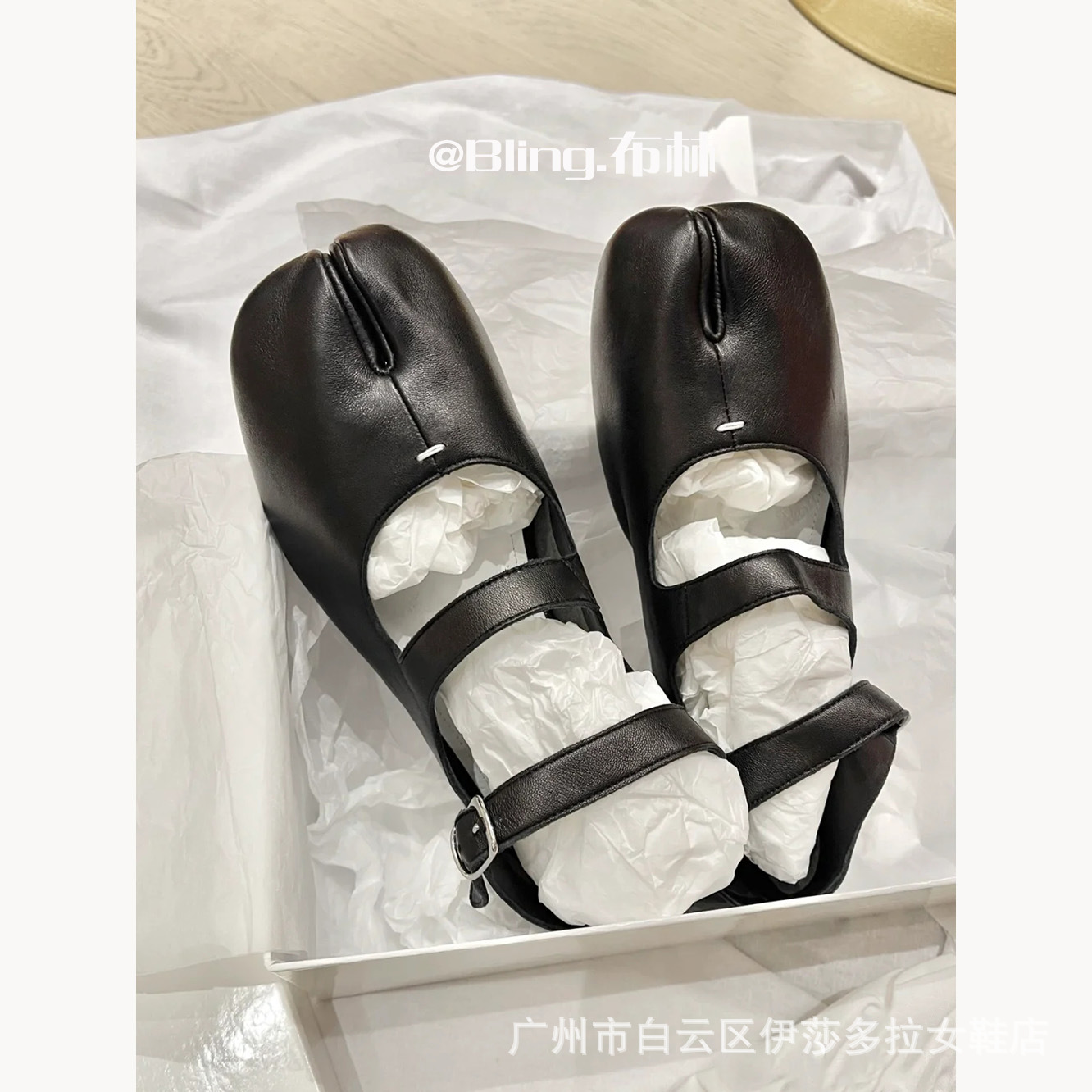 广州高端货2022秋季新款分趾鞋羊皮马蹄玛丽珍单鞋女芭蕾平底百搭