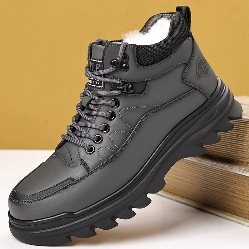 Головной слой кожи зимний бархат теплая хлопчатобумажная обувь мужская повседневная нескользкая водонепроницаемая шерстяная кожаная обувь для пожилых пап