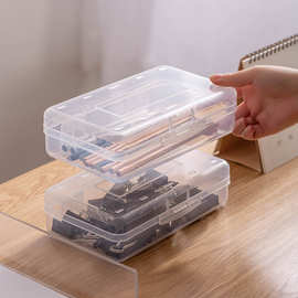 塑料PP透明铅笔盒批发 大容量多功能收纳盒 素描美术生简约文具盒