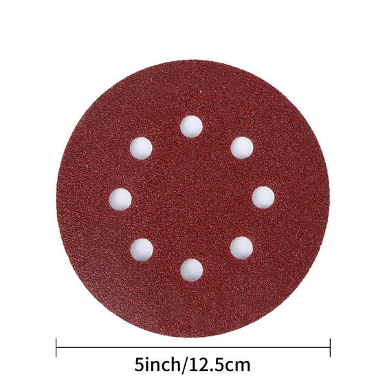 Amazon hot sale 5 inch 8 hole alumina sanding sandpaper 125mm red back velvet sanddisc combination suit