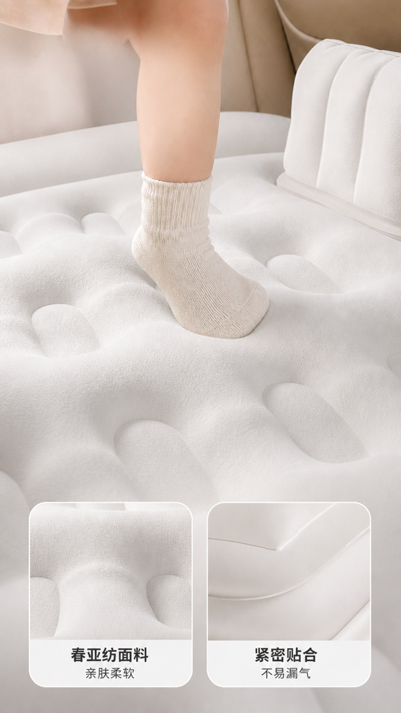 Automatic inflatable car bed, foldable rear seat sleeping pad, children's travel mattress, with built-in filling for comfortable in-car sleeping