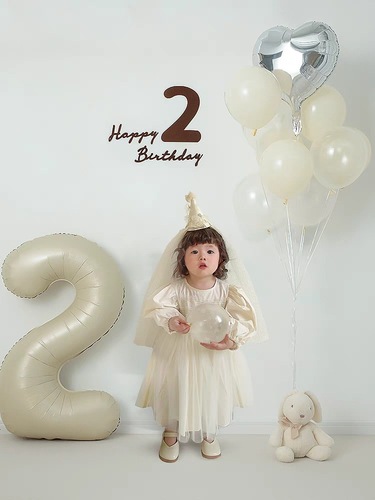 40-inch ins cream digital balloon aluminum film ball birthday one-year-old children's party decoration outdoor photo props