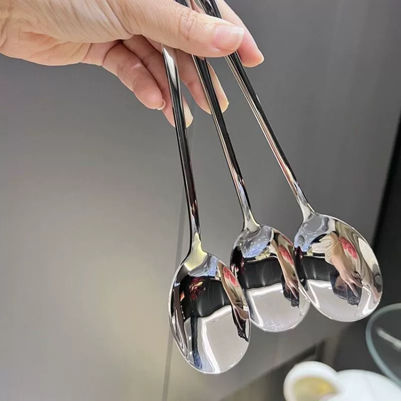 Ложка из нержавеющей стали 304, бытовая ложка с длинной ручкой, изысканная ложка для еды, пищевая ложка для супа, удлиненная