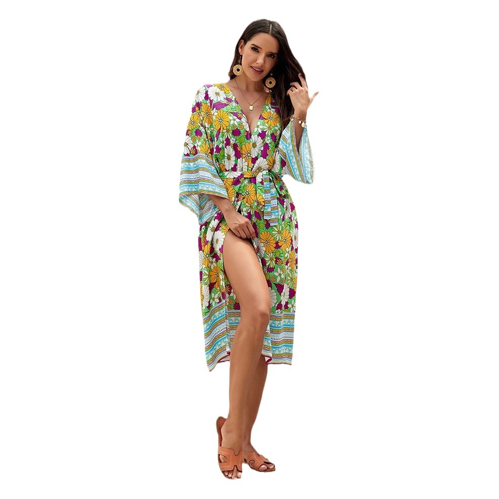 3-color transfronterizo europeo y americano nuevo bohemio playa vestido de fiesta vestido bikini blusa traje de baño mujeres 3828