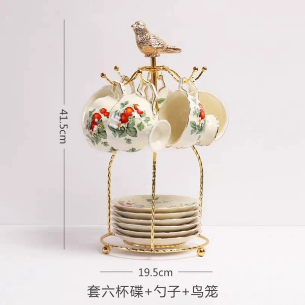 Strawberry six cups and six plates+bird cages+6 spoons (universal)