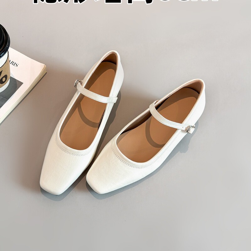 Fashionable and sexy chunky heel high-heeled shoes for women, new spring and autumn versatile square toe chunky heel French style shallow leather shoes Fashionable and sexy chunky heel high-heeled shoes for women, new spring and autumn versatile square toe chunky heel French style shallow leather shoes