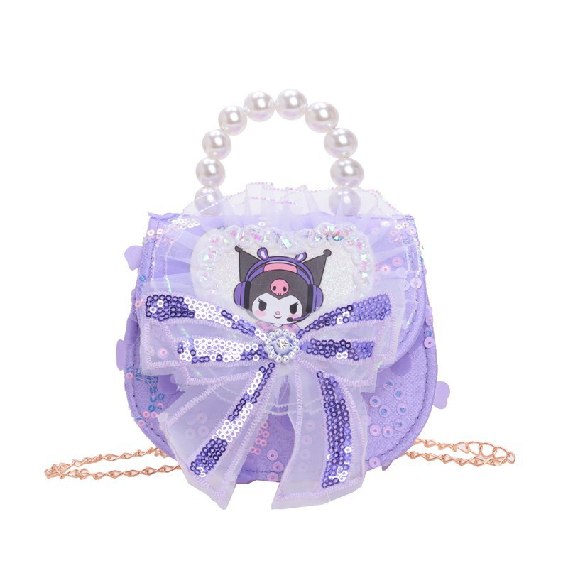 Nuevo comercio exterior de encaje flor de hombro para niñas bolsos de moda perlas arco bolsos de niños bolsos de cambio de dibujos animados