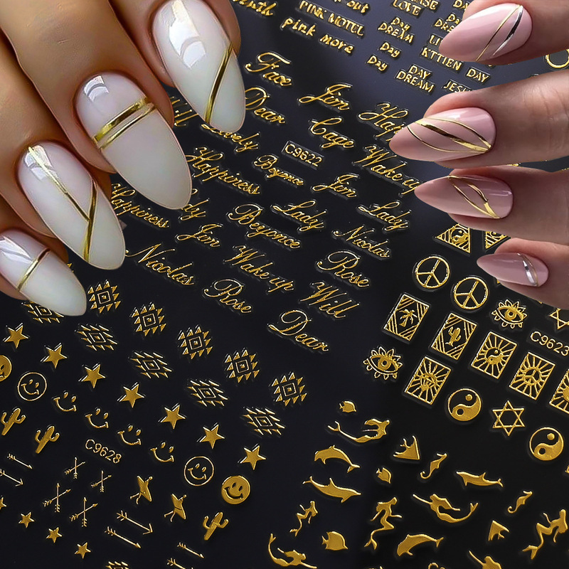 Gilded Dolphin Smiley Nail Art Stickers suit 30 Different Adhesive Self-adhesive Light Luxury All-match Nail Stickers Gilded Dolphin Smiley Nail Art Stickers suit 30 Different Adhesive Self-adhesive Light Luxury All-match Nail Stickers