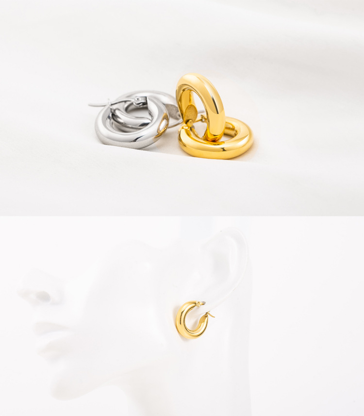 Fashion Circle Titanium Steel Plating Hoop Earrings 1 Pair