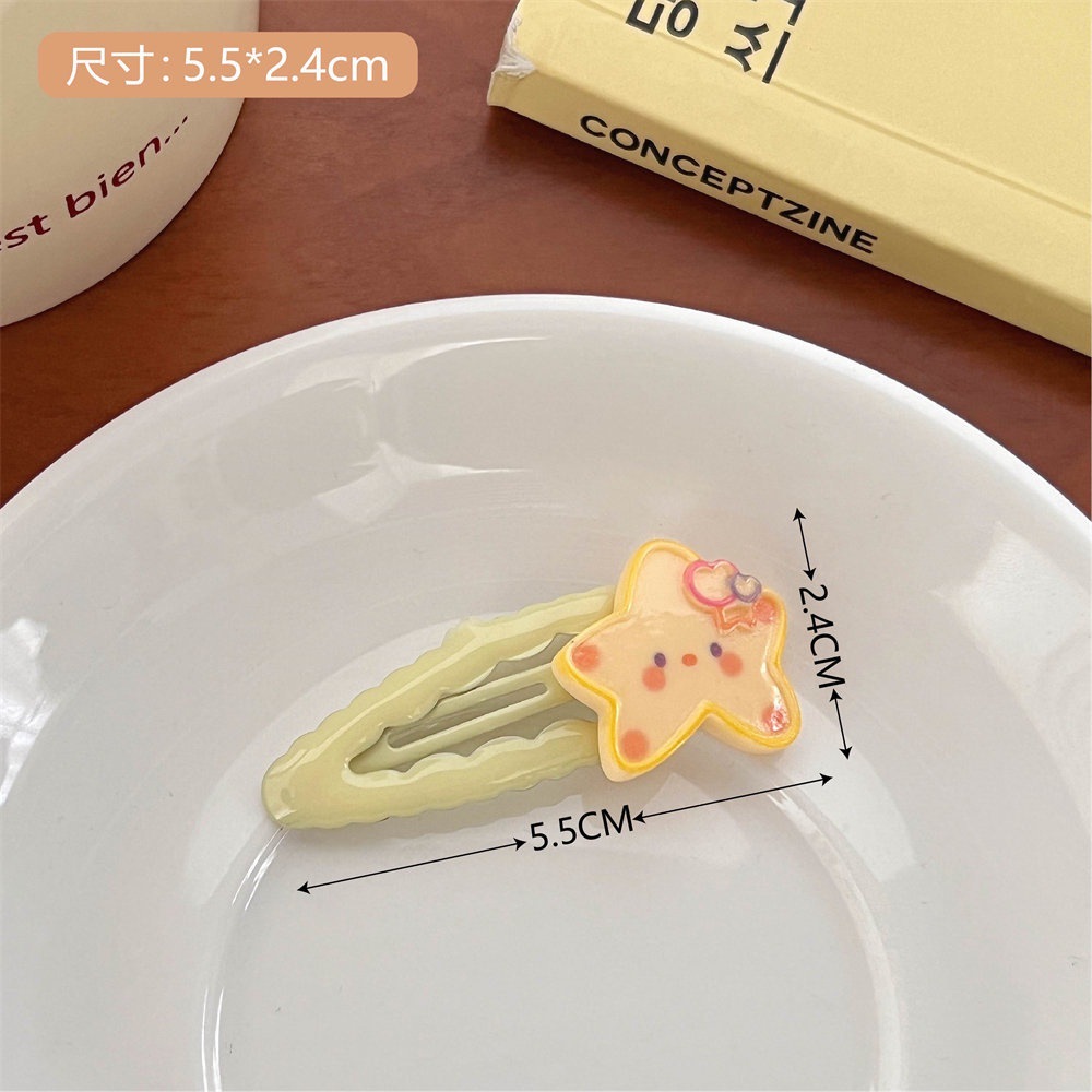 Blue Cloud estrella horquilla hembra lindo dopamina flequillos clip lateral horquilla frente duckbill BB clip tocado