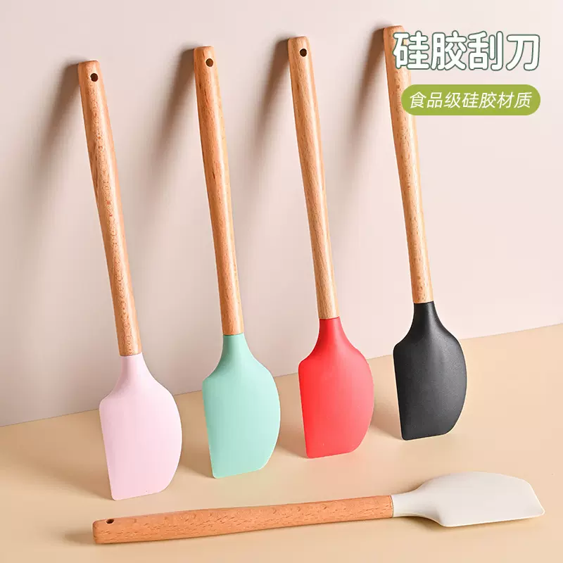 木柄硅胶刮刀果酱抹刀烘焙蛋糕奶油抹刀家用奶油搅拌器木柄刮刀
