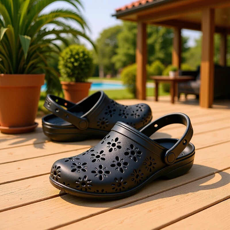 Cross Shell Puff Hole Shoes for Women, New Summer Style, Casual Thick-Soled Height-Increasing Outdoor Non-Slip Beach Sandals