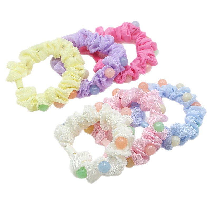 Siden scrunchies med pärlor för damer hårband_voghion.com