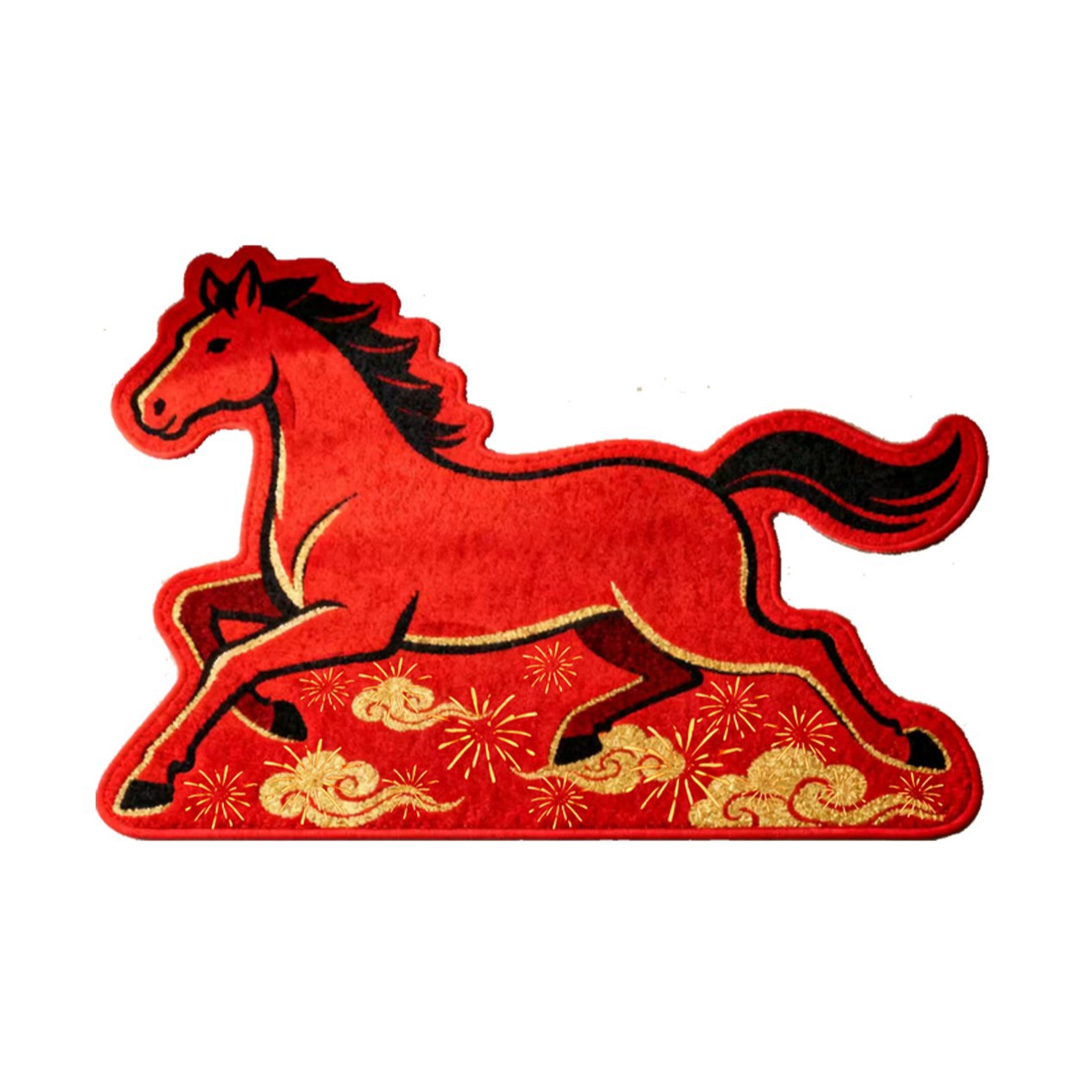 Feestelijke rode deurmat met achternaam voor de entree_voghion.com