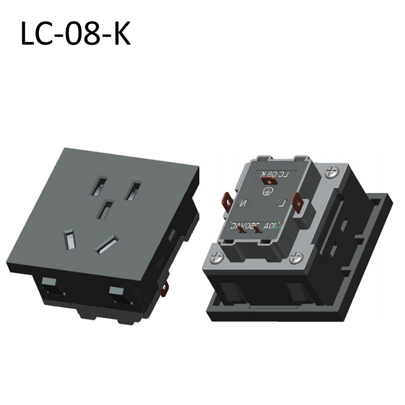 新国标五孔ac插座 户外储能电源 逆变器 PDU排插适用卡式5孔插座