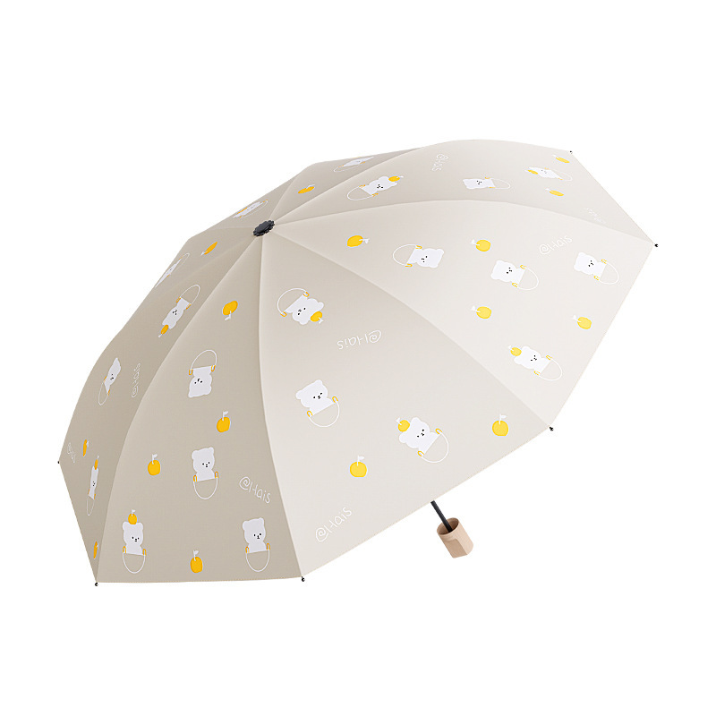 雨宝可爱小清新跳跳熊手动折叠雨伞女晴雨两用防晒防紫外线学生伞|undefined