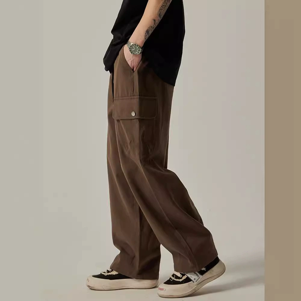 Tide, retro Japanese demi-season trend trousers for leisure, American style, loose straight fit