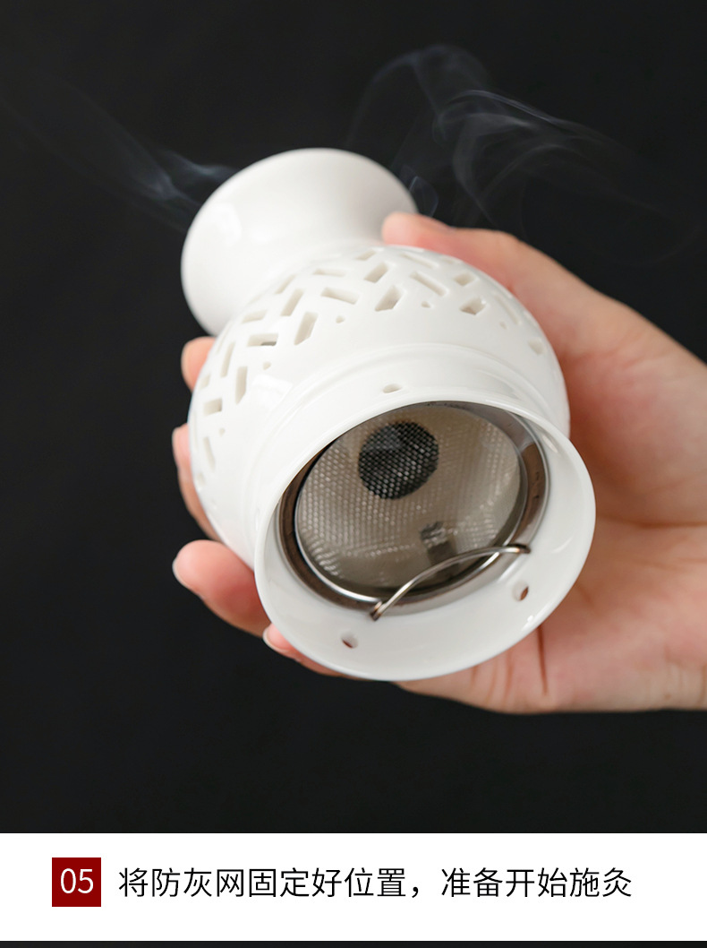 Ceramic Moxa Cup Gua Sha Tool White Porcelain Moxibustion Jar for Home Wellness Use specifications