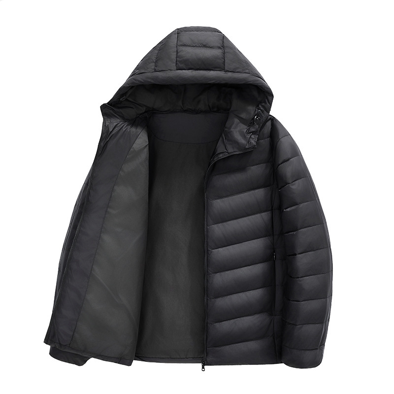 连帽轻薄羽绒服男女款秋冬季情侣款时尚二开国标50绒鸭绒保暖外套
