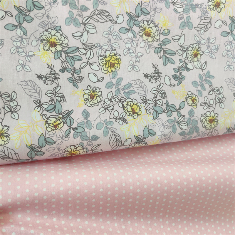 Pastoral Style Printed Fabric Floral Fine Rose Flower Carding Cotton Lining Pure Cotton Fabric Handmade Floral All Cotton Fabric
